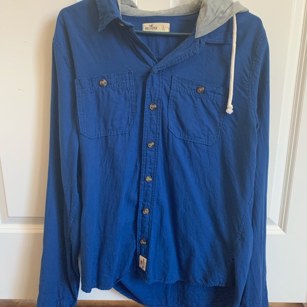 Men’s hollister button up with hood